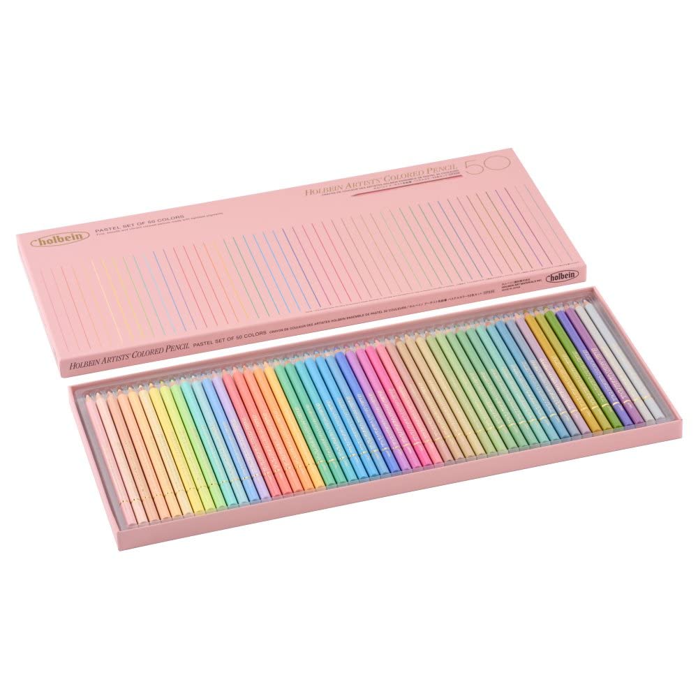 Holbein Colored Pencils Pastel Tone Set 50 Colors Paper Box 20936 - Japan Color set