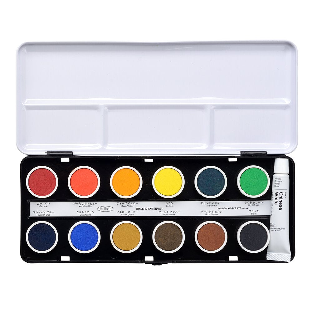 Holbein Solid Artists Watercolor Paint Cake Color C010 Transparent 12 Color Set (02010)- Japan