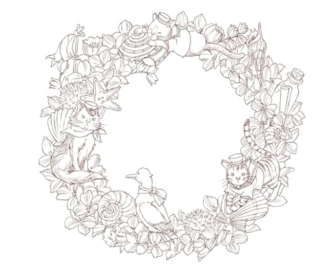 Special coloring book series Seasonal Wreaths of plants and friends Japanese Coloring Book