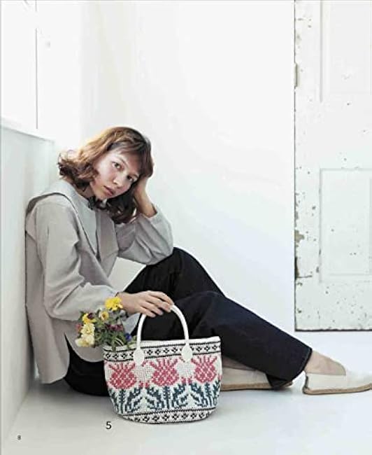 Flower crochet bag knitted with eco sandaliya Yoko Imamura