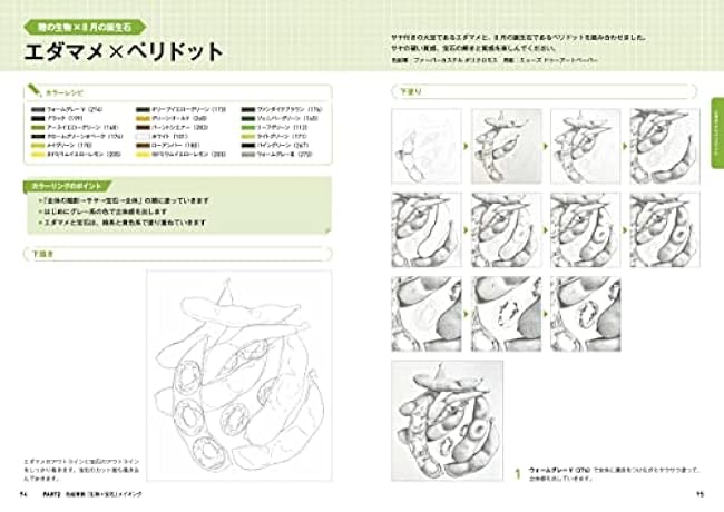 How to draw Yuichiro Abe's colored pencil drawing "Biology x Gems" Japanese Coloring Book