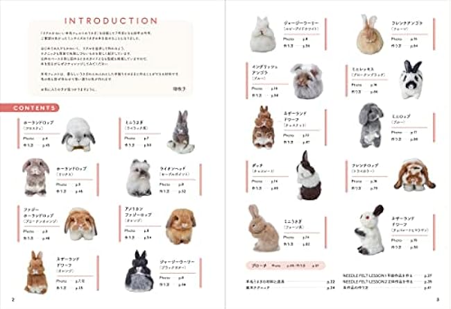 Wool felted tiny rabbits with a paper pattern to make the same shape! - Japanese Craft Book Chocolat Box Makiko Hata needle felt