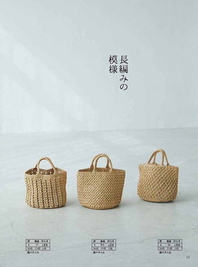 Basket bag knitted with your favorite pattern 100 patterns x 5 bottoms x 6 handles = 3000 patterns Japanese Craft Book