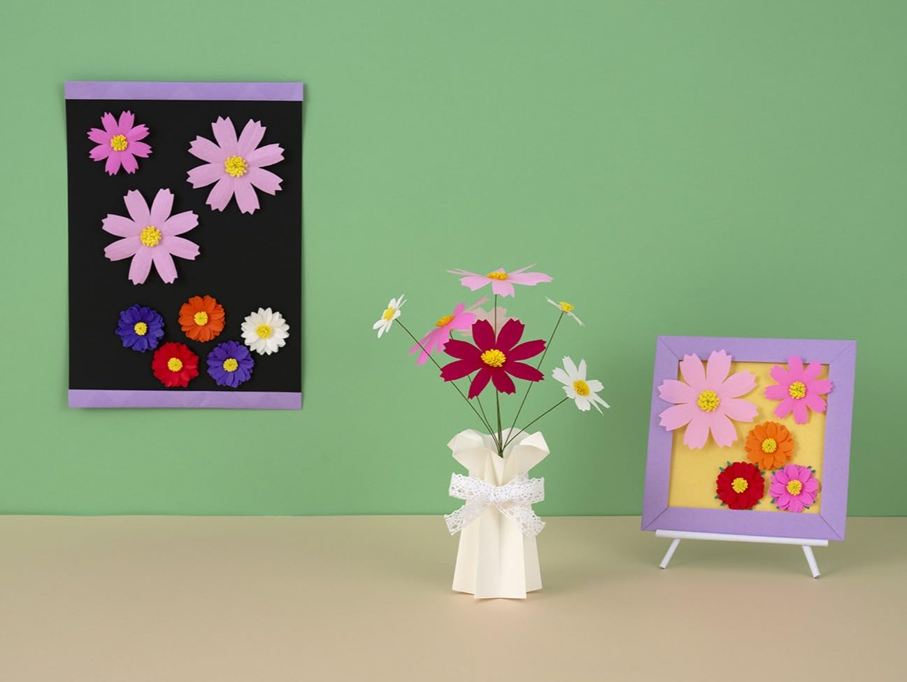 Easy to make 3D flowers by folding and cutting: Origami flower decorations Japanese Craft Book