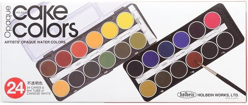 Holbein Solid Watercolor Paint Cake Color Opaque 24 Color Set 6ml - Japan