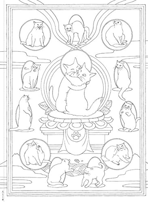 Healing coloring book cat mandala Japanese Coloring Book