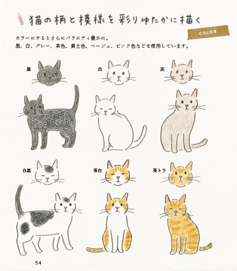 How to draw a cat practice book - Japanese Coloring Book