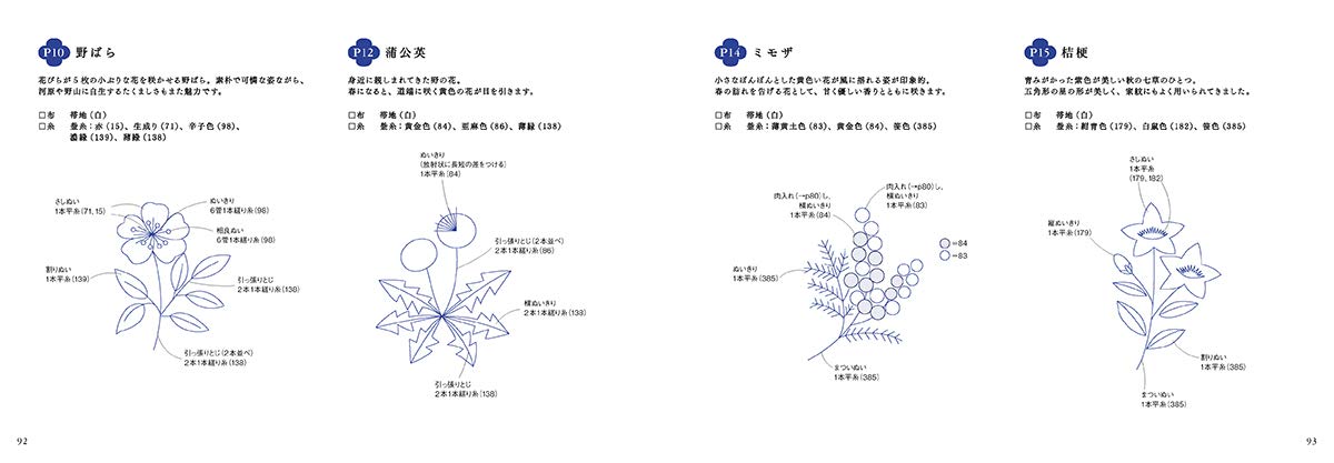 small Japanese embroidery by Naoko Asaga flowers and plants Embroidery - Japanese Craft Book