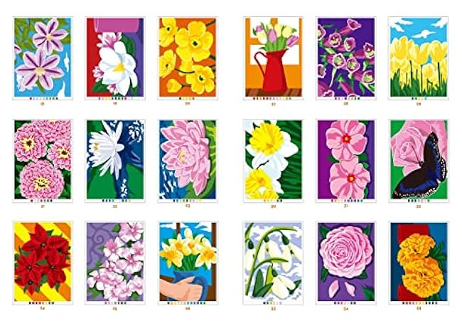 100 Puzzle Coloring Book 11 Vibrant Flowers (Art Therapy Series) - Japanese Craft Book