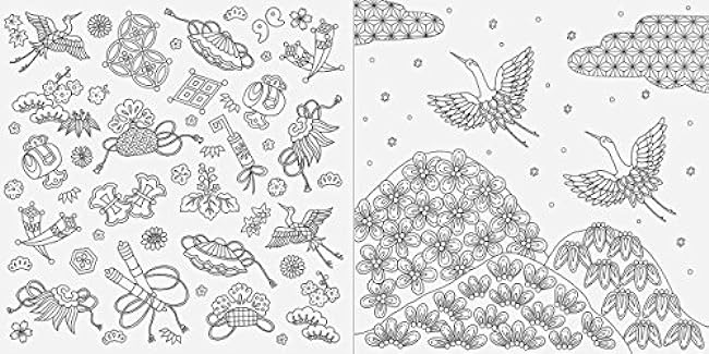 Spring/Summer/Autumn/Winter Japanese Coloring Book Japanese Coloring Book