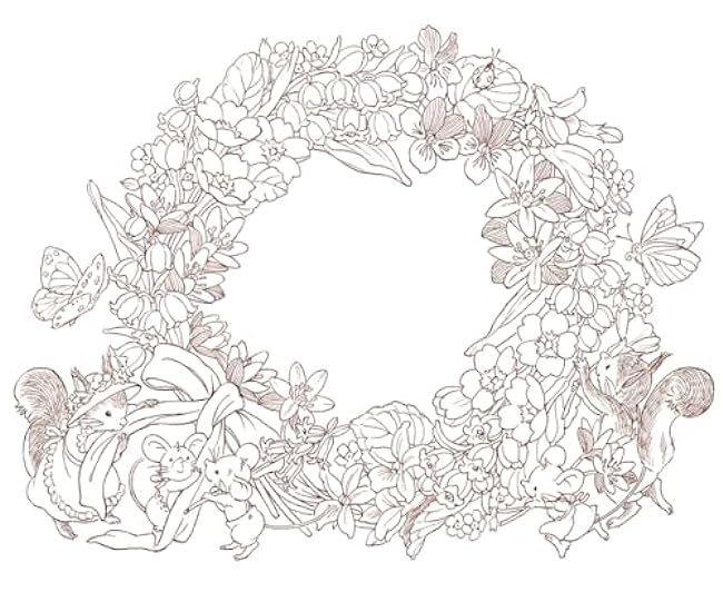 Special coloring book series Seasonal Wreaths of plants and friends Japanese Coloring Book