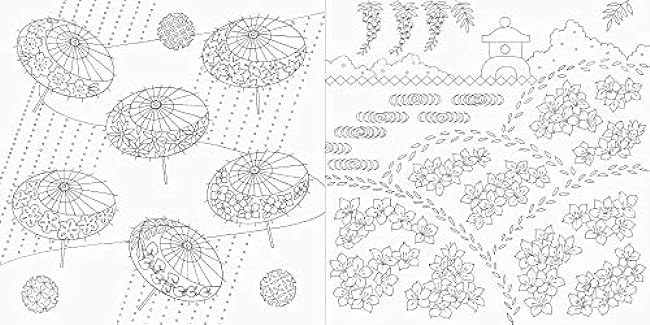 Pai International Japanese Patterns and Flower Scenery of the Four Seasons Coloring Book Japanese Coloring Book