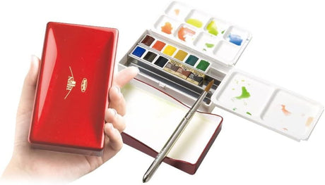 Holbein Solid Watercolor Paint Artist Pan Color 12 Color Set (Palm Box) - Japan