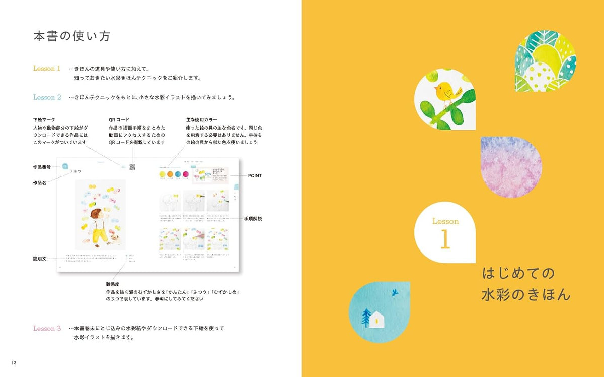 Picture book author Egashira Michiko's first small watercolor illustrations - Japanese Craft Books