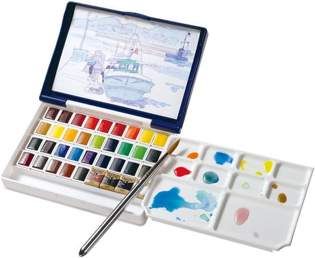 Holbein Solid Watercolor Paint Artist Pan Color 36 Color Set (Palm Box Plus) - Japan