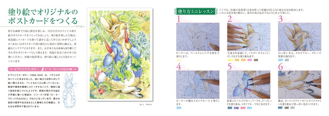 Adult coloring book POSTCARD BOOK Peter Rabbit color pencil BOX - Japanese Craft Book