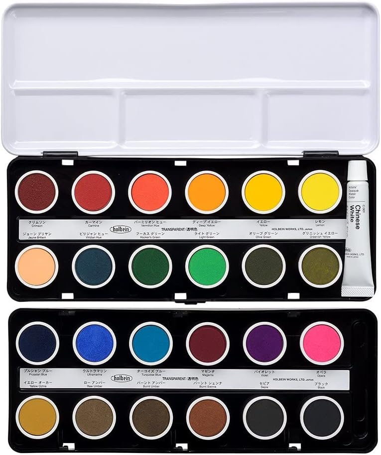 Holbein Solid Watercolor Paint Cake Color Opaque 24 Color Set 6ml (002012) - Japan