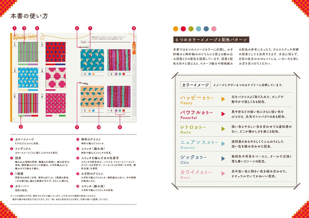 Knitting design and color scheme pattern book that you can choose from the image Japanese Craft Book