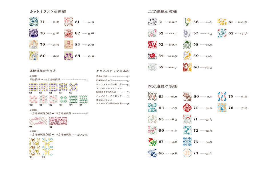 Enjoy retro modern cross stitch patterns: cute nostalgic continuous patterns - Japanese Craft Book