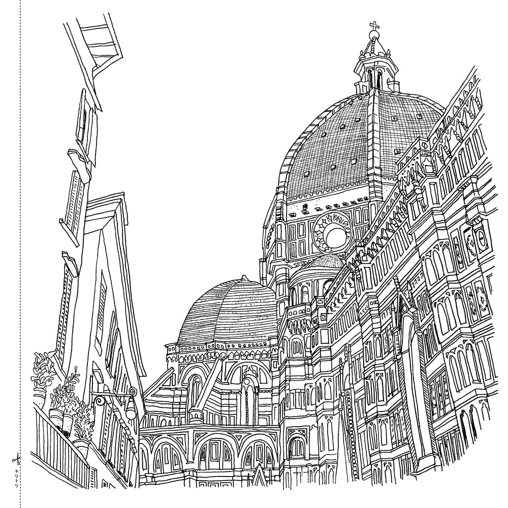 Adult sketch coloring book carefully selected collection of wonderful European cityscapes and buildings - Japanese Craft Book