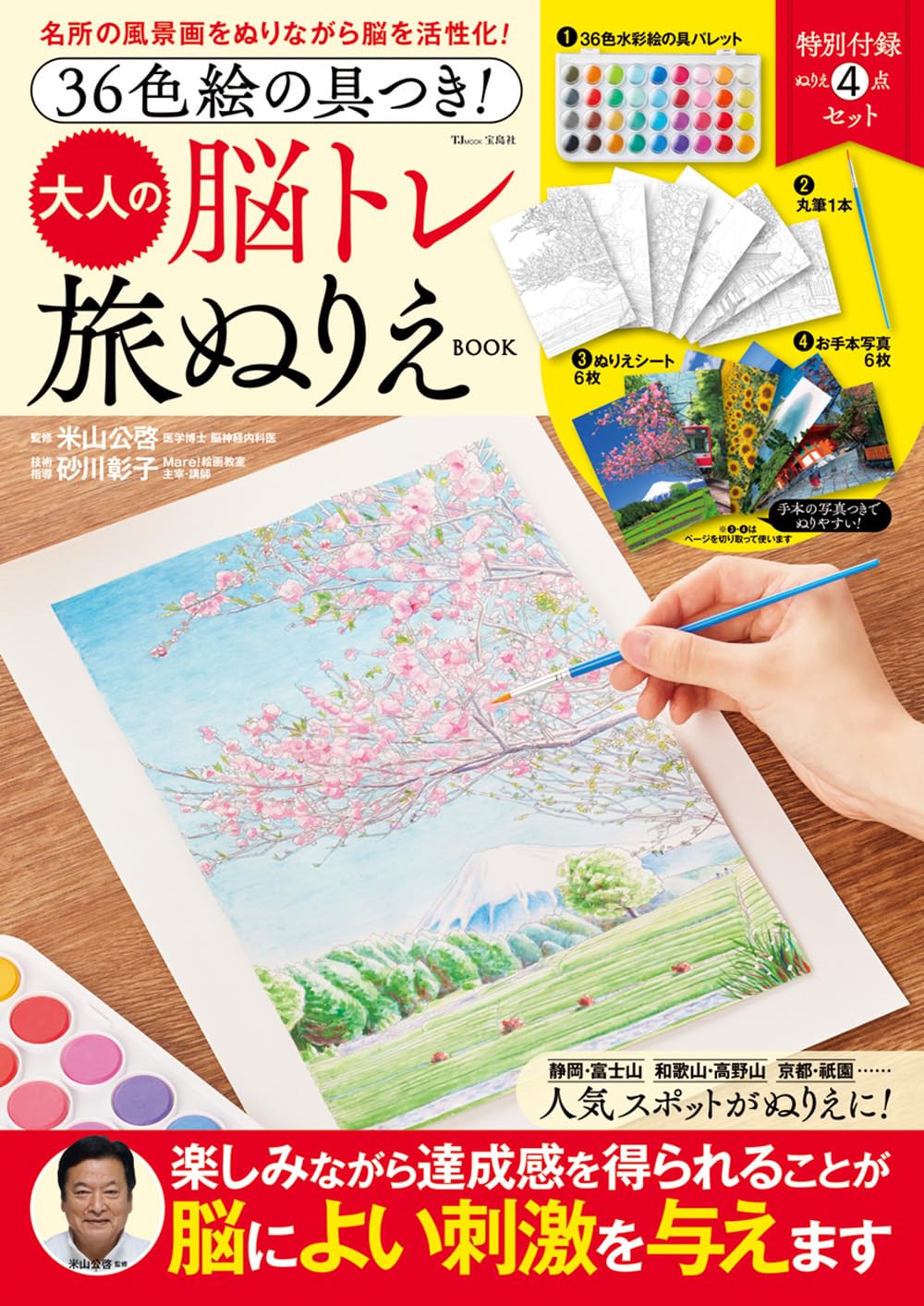 Comes with 36 colors of paint! Brain training trip coloring book for adults (TJMOOK) - Japanese Craft Book