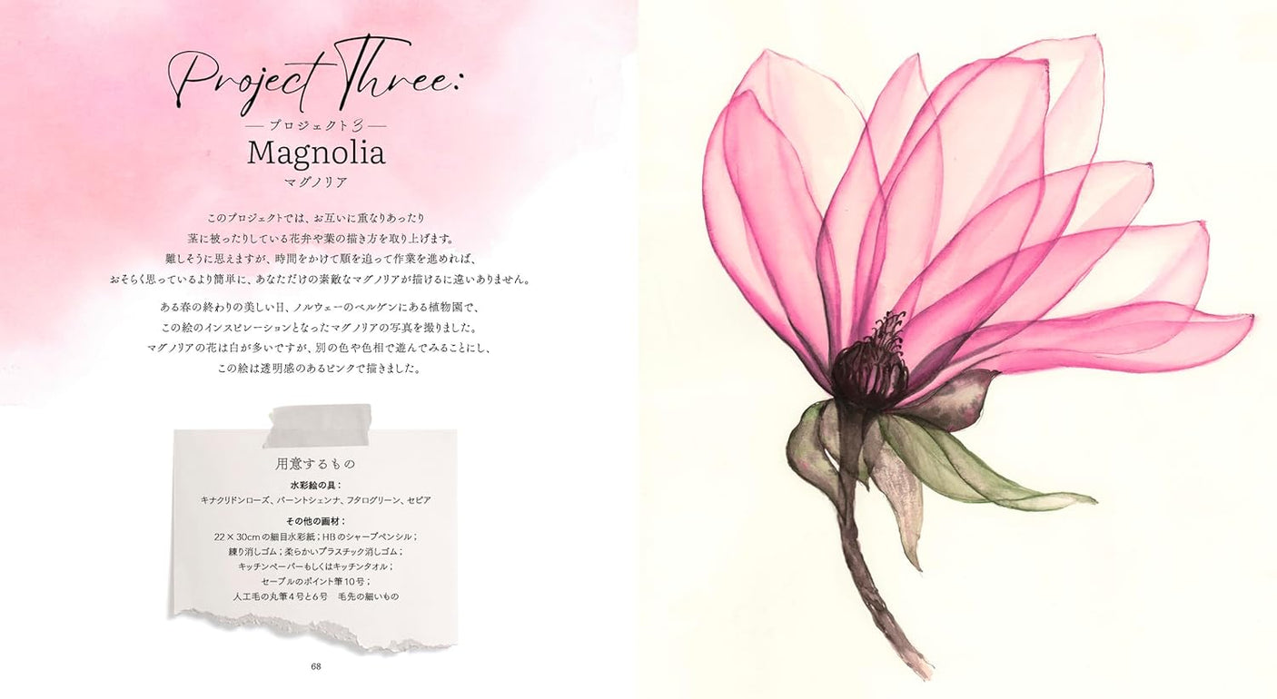 Draw flowers with see-through drawing: A new transparent watercolor lesson - Japanese Craft Book