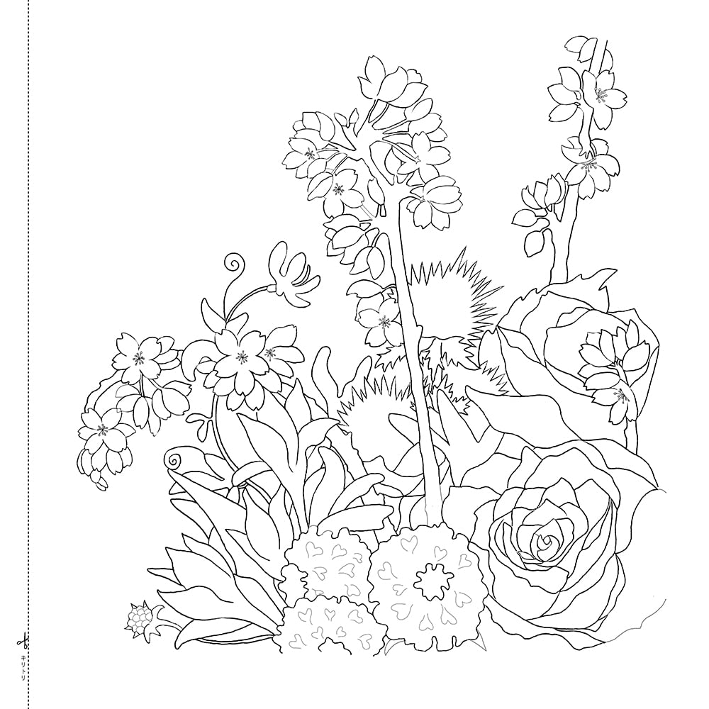 Adult Sketch Colouring Book Selected Collection of Beautiful Seasonal Flowers and Plants, ed - Japanese Craft Book