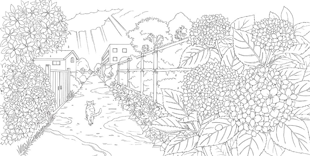 Coloring Book: A Day of Flowers in Happy Colors - Japanese Coloring Book