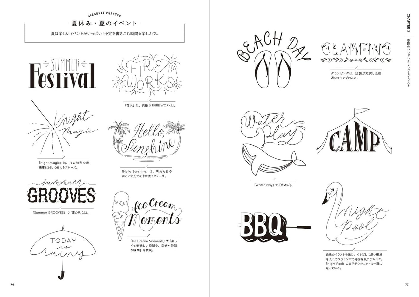 Hand lettering - cute hand-drawn letters that can be easily drawn with a regular pen - Japanese Craft Book