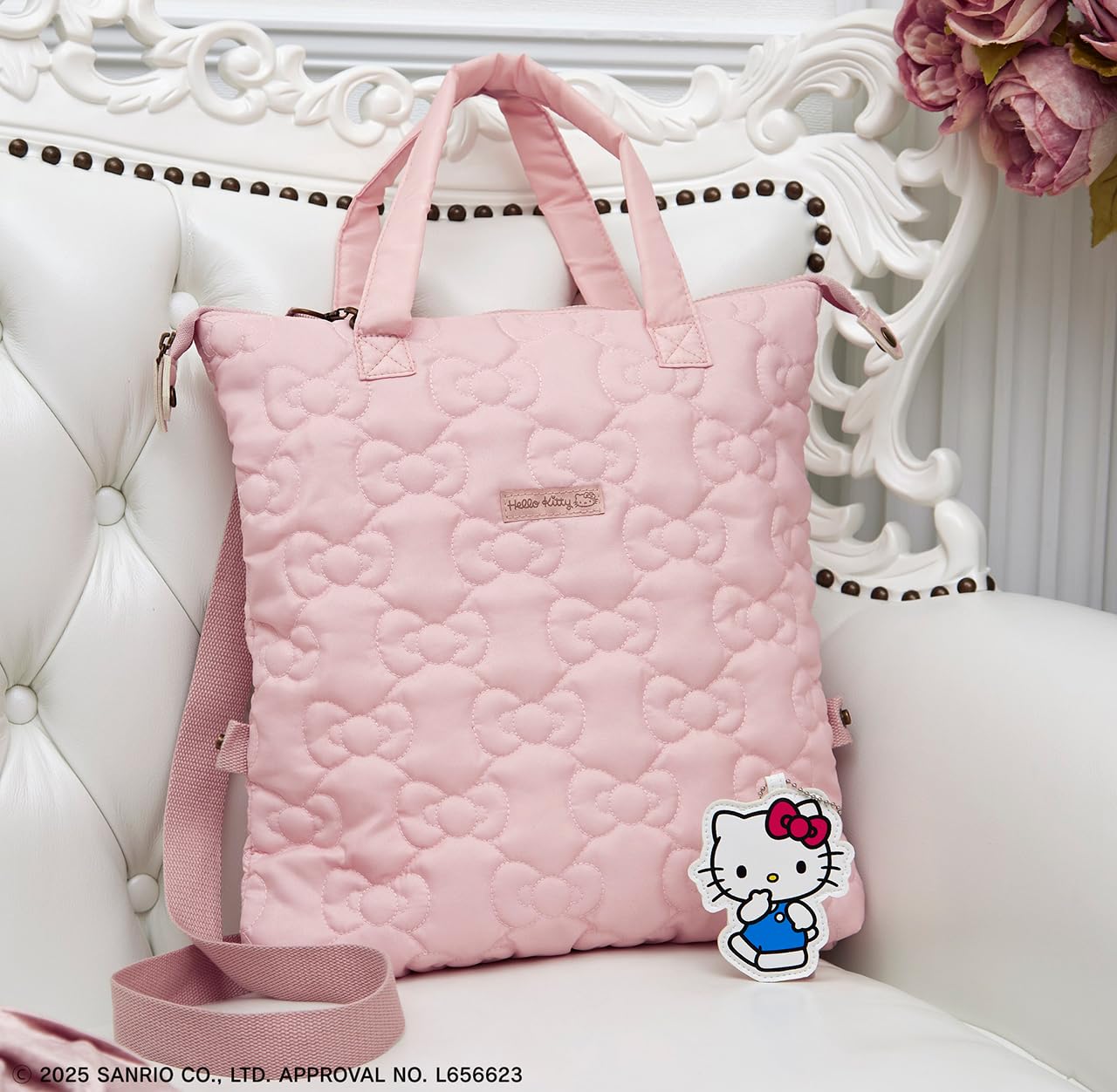 HELLO KITTY Ribbon 3way Quilted BAG BOOK Cute Pink