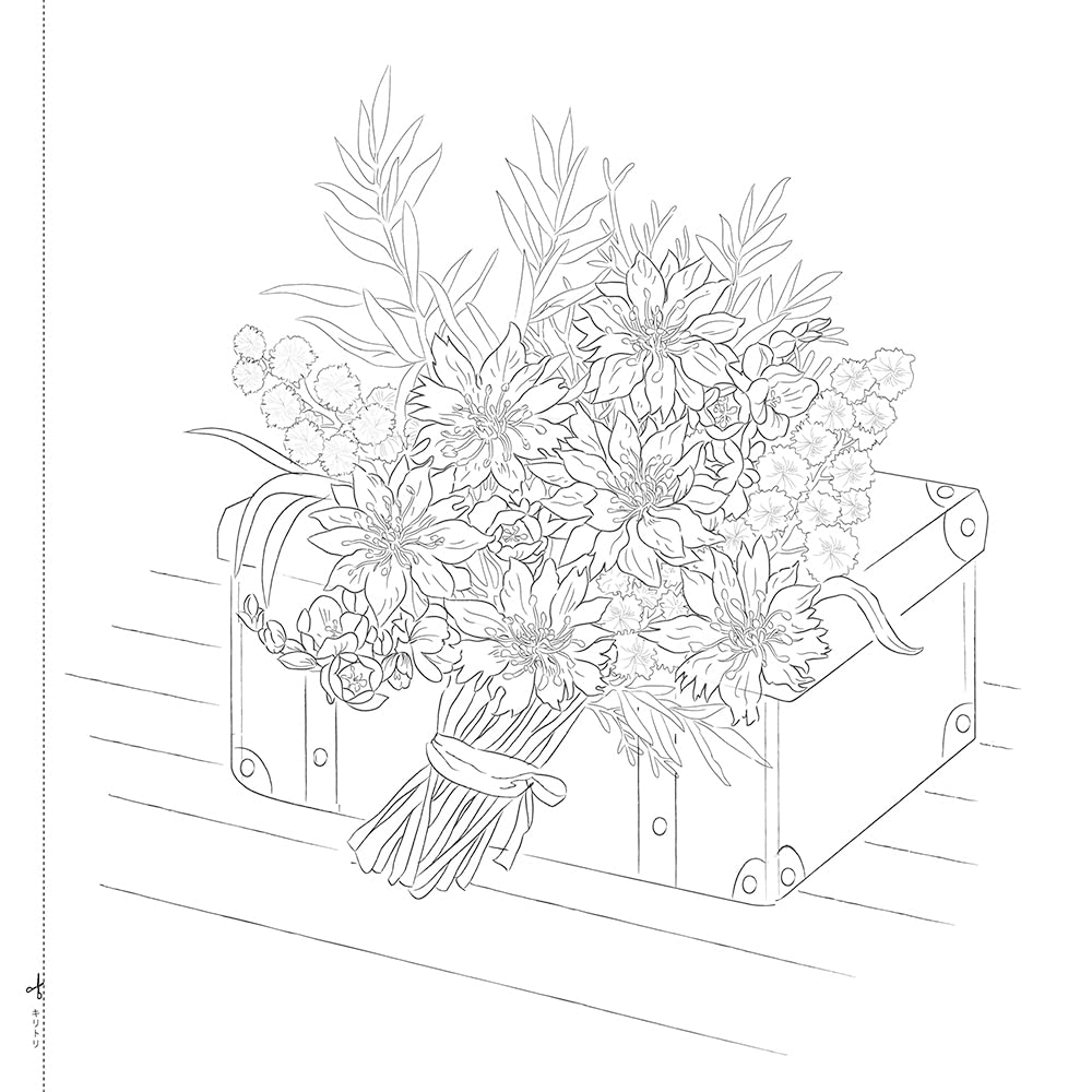 Adult Sketch Colouring Book Selected Collection of Beautiful Seasonal Flowers and Plants, ed - Japanese Craft Book