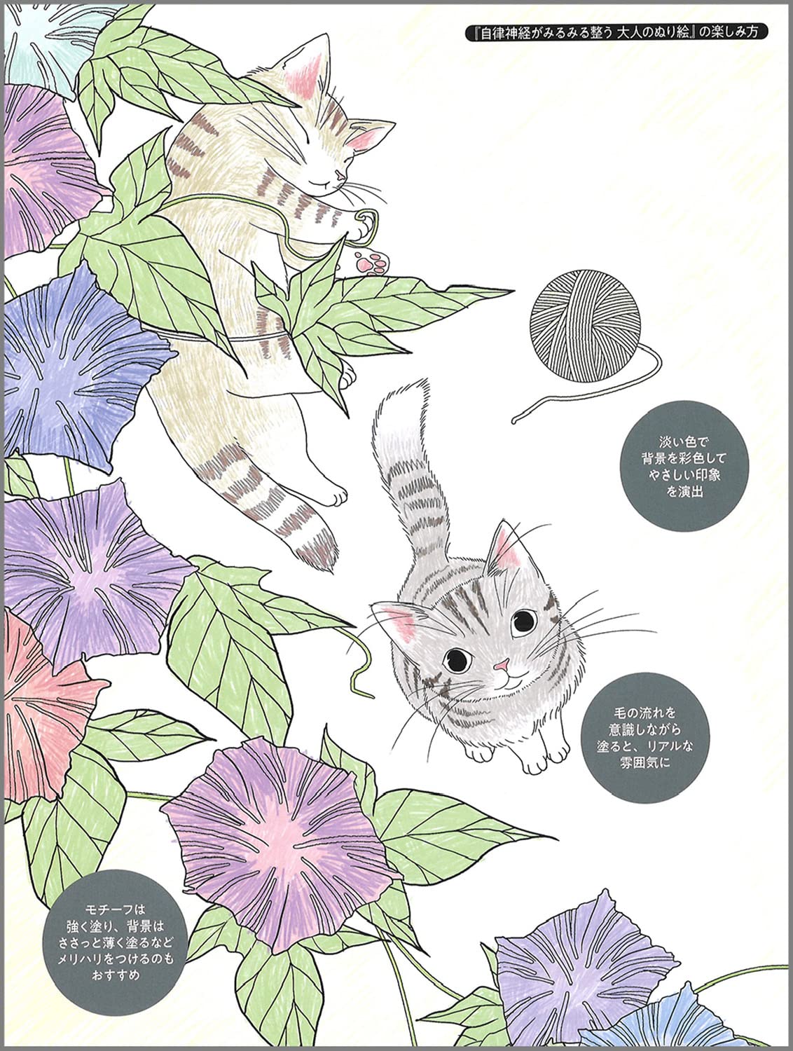 A coloring book for adults that quickly improves the autonomic nervous system: The world of flowers, birds, wind, and moon Japanese Coloring Book