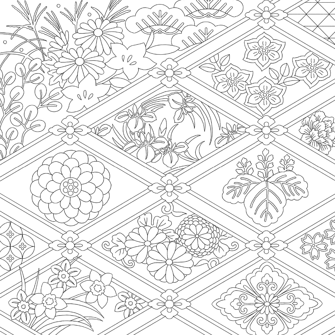 Coloring book: Japanese patterns that bring happiness Japanese Coloring Book