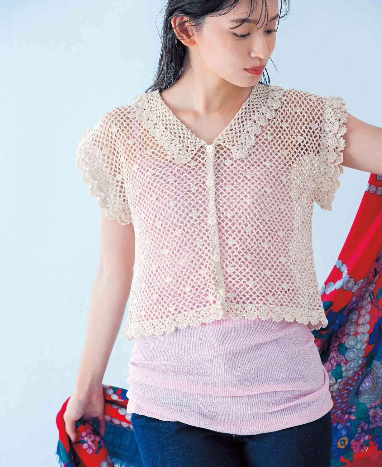 Stylish crocheted mesh clothing with a see-through look - Japanese Craft Book