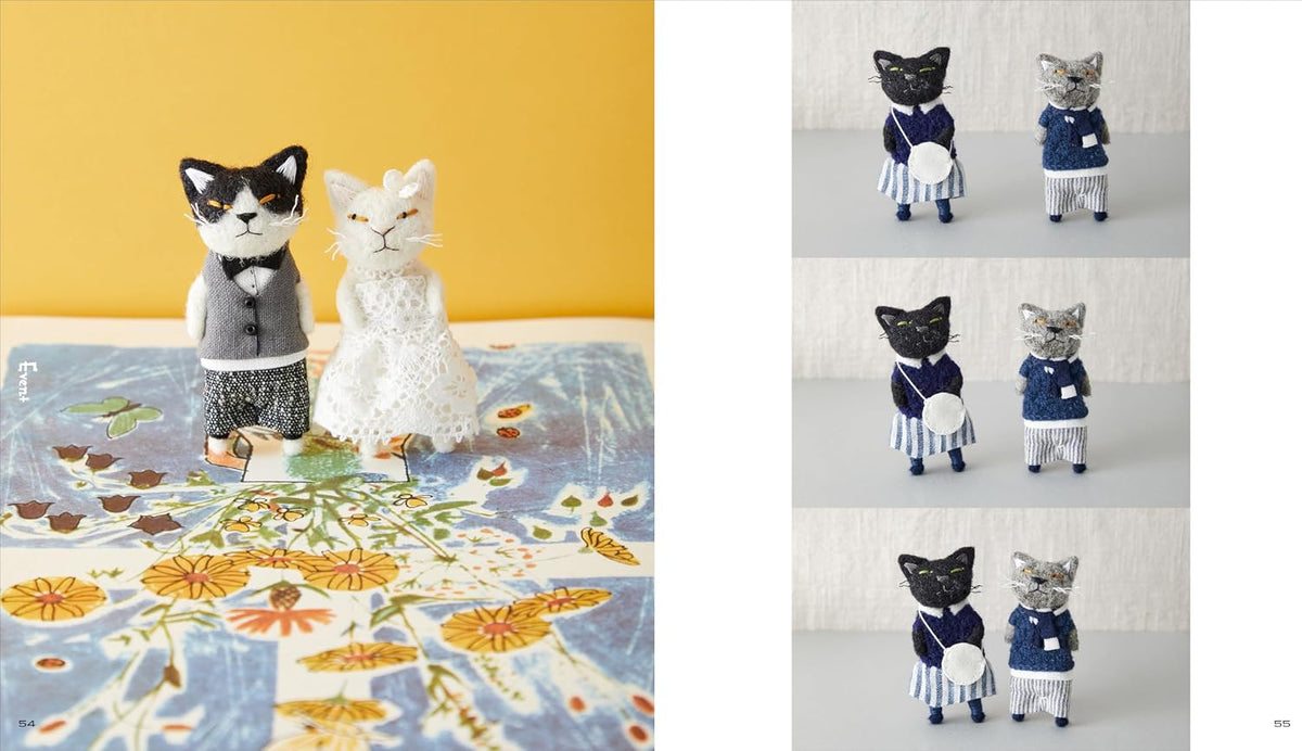A tiny cat army made of needle-felted wool - Japanese Craft Book@