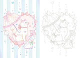 A coloring POSTCARD BOOK of 12 months of dreams, enchanted by the magic of "kawaii" - Japanese Coloring Book