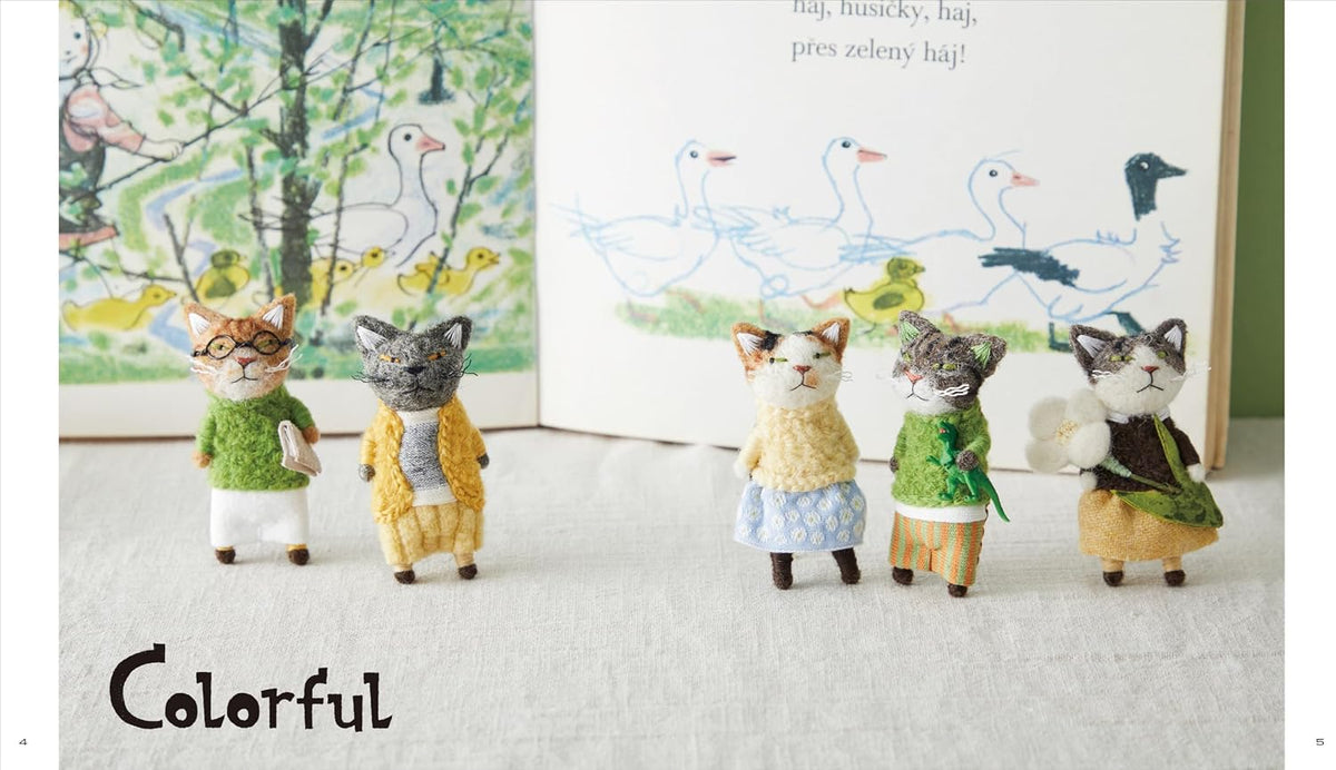 A tiny cat army made of needle-felted wool - Japanese Craft Book@