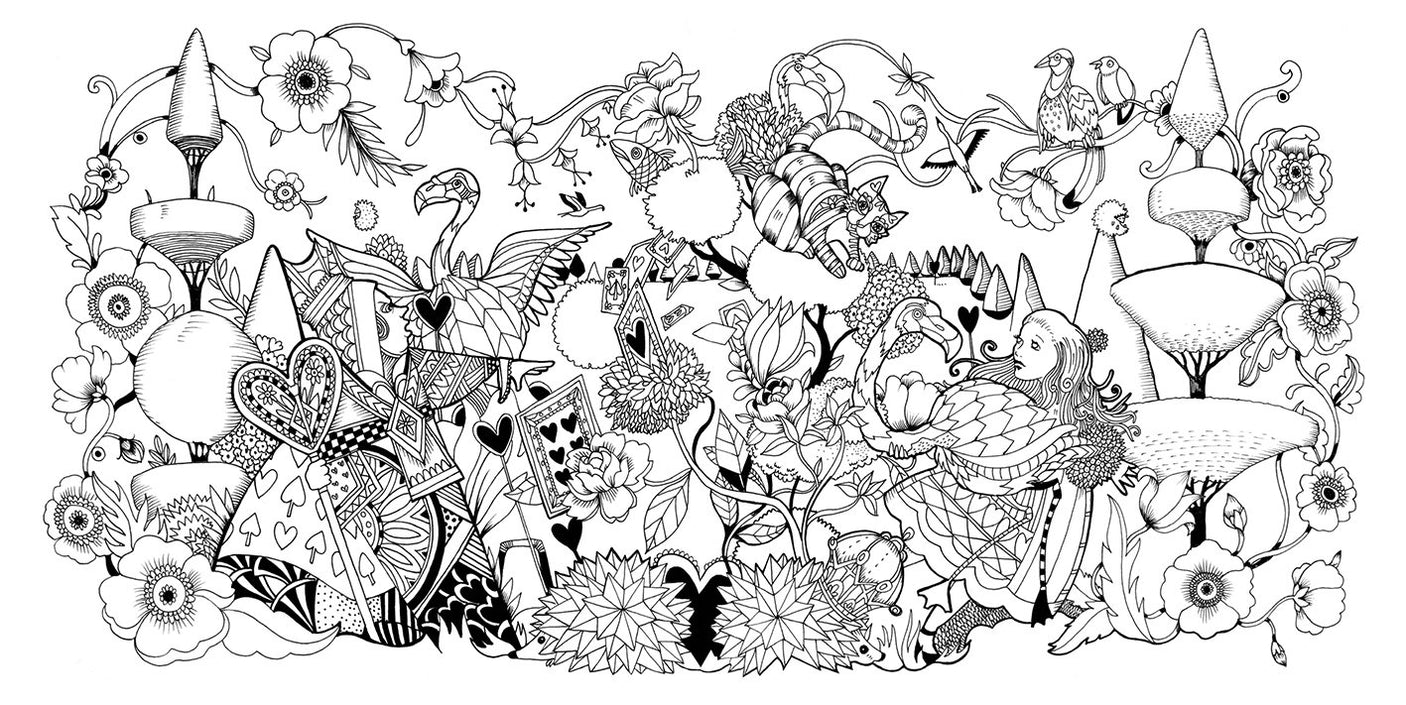 A beautiful coloring book with a story Alice in Wonderland: A colorful wonderland Japanese Coloring Book