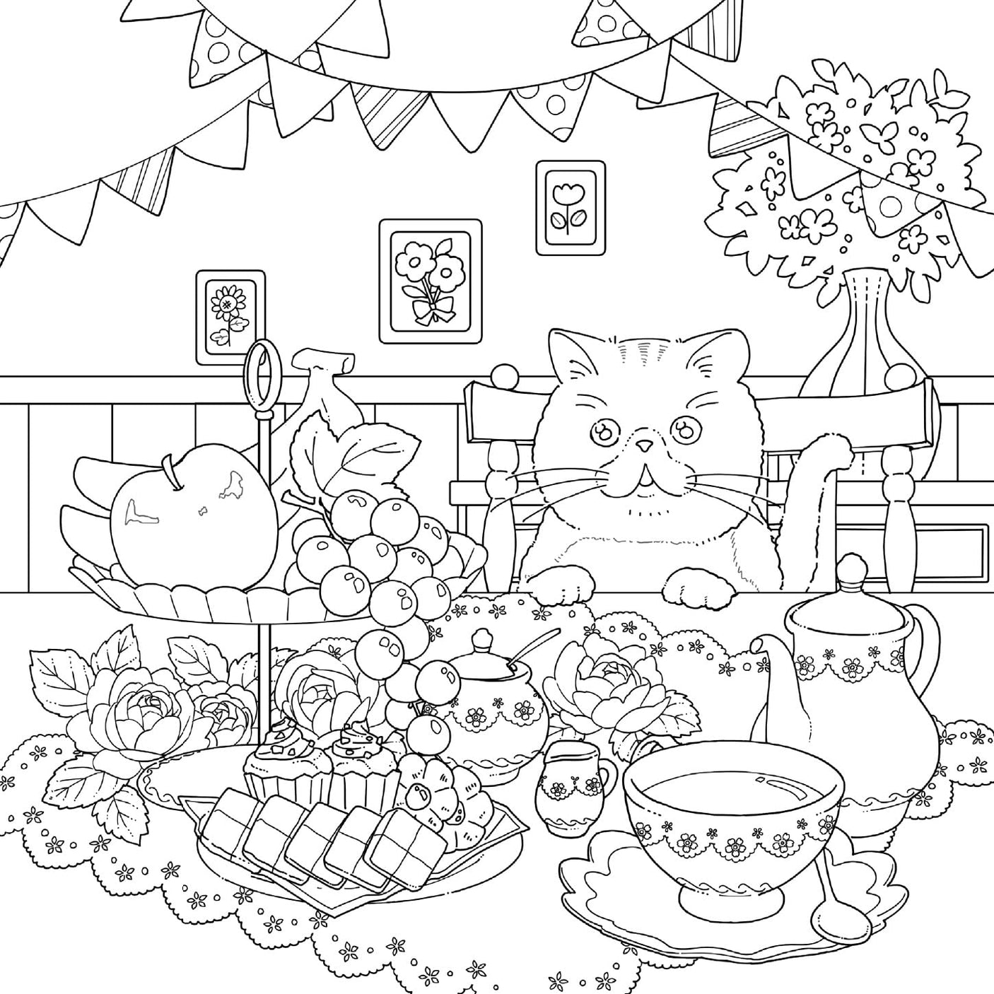 The coloring book ―A floral journey of a cat seeking the joyful bell― - Japanese Craft Book