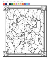 Stained Glass Style Puzzle Coloring Book - Japanese Craft Book