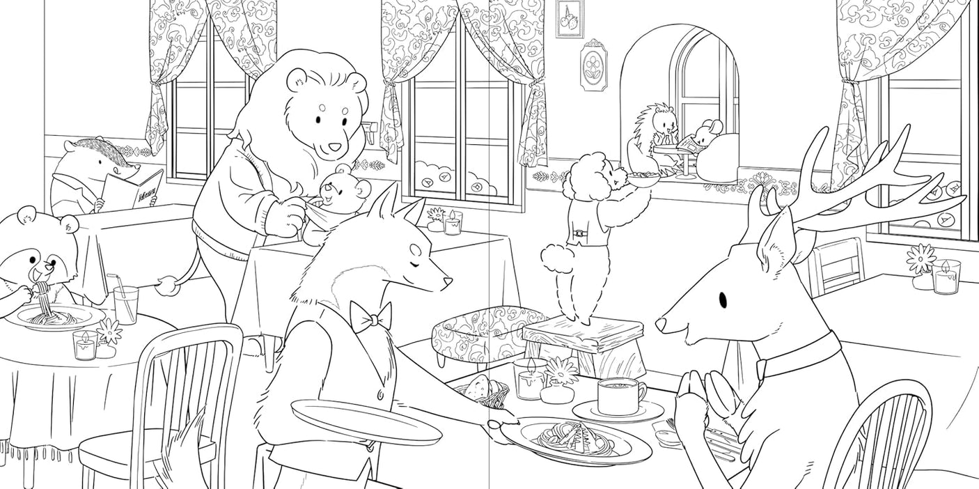 Coloring Book: The Bear's Delicious Restaurant (Hospitality Through the Seasons) The coloring book - GINO the bear, a wonderful chef - Adult Japanese coloring book