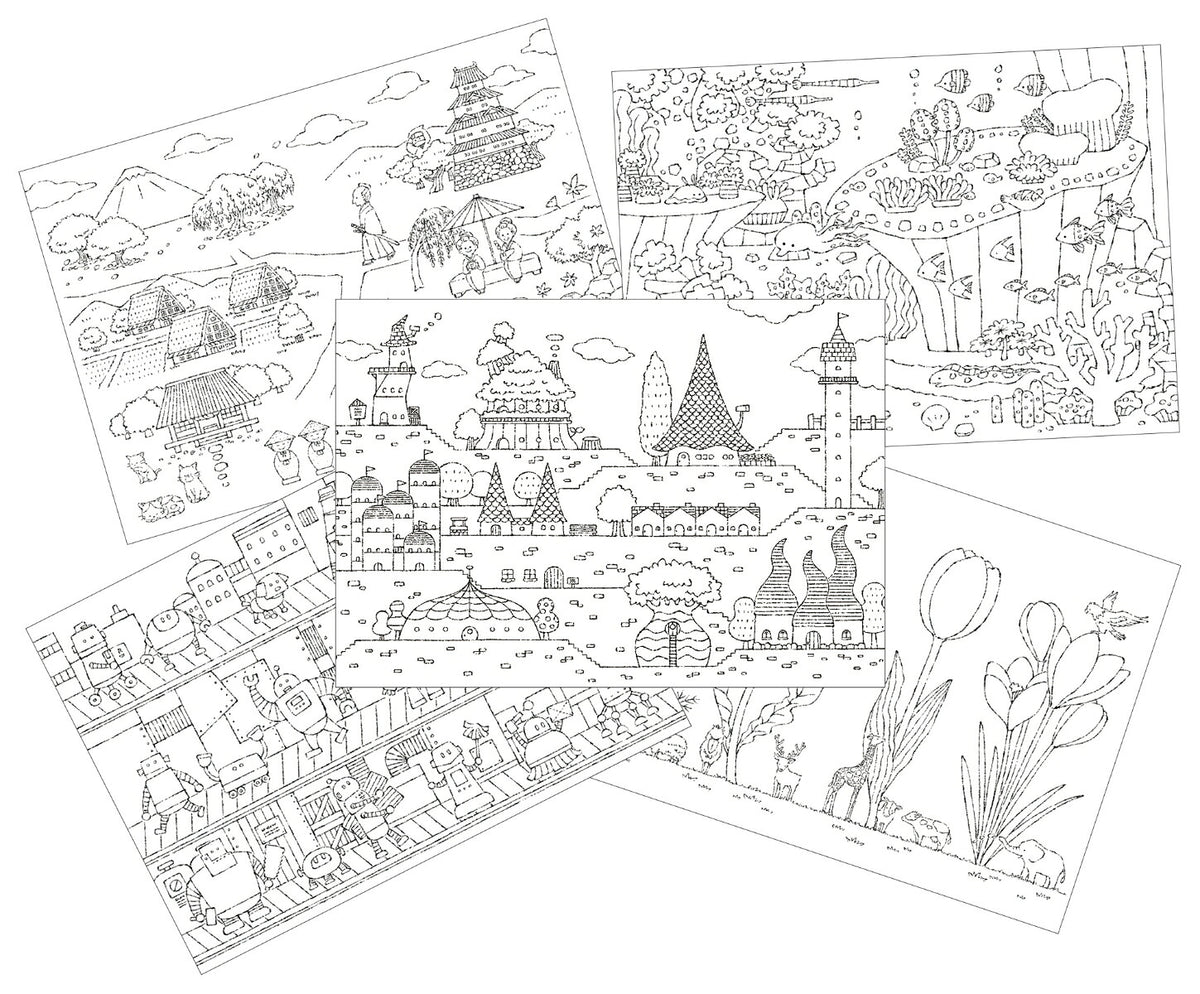 Coloring book where it's okay to go outside the lines: Travel - Japanese Craft Book^