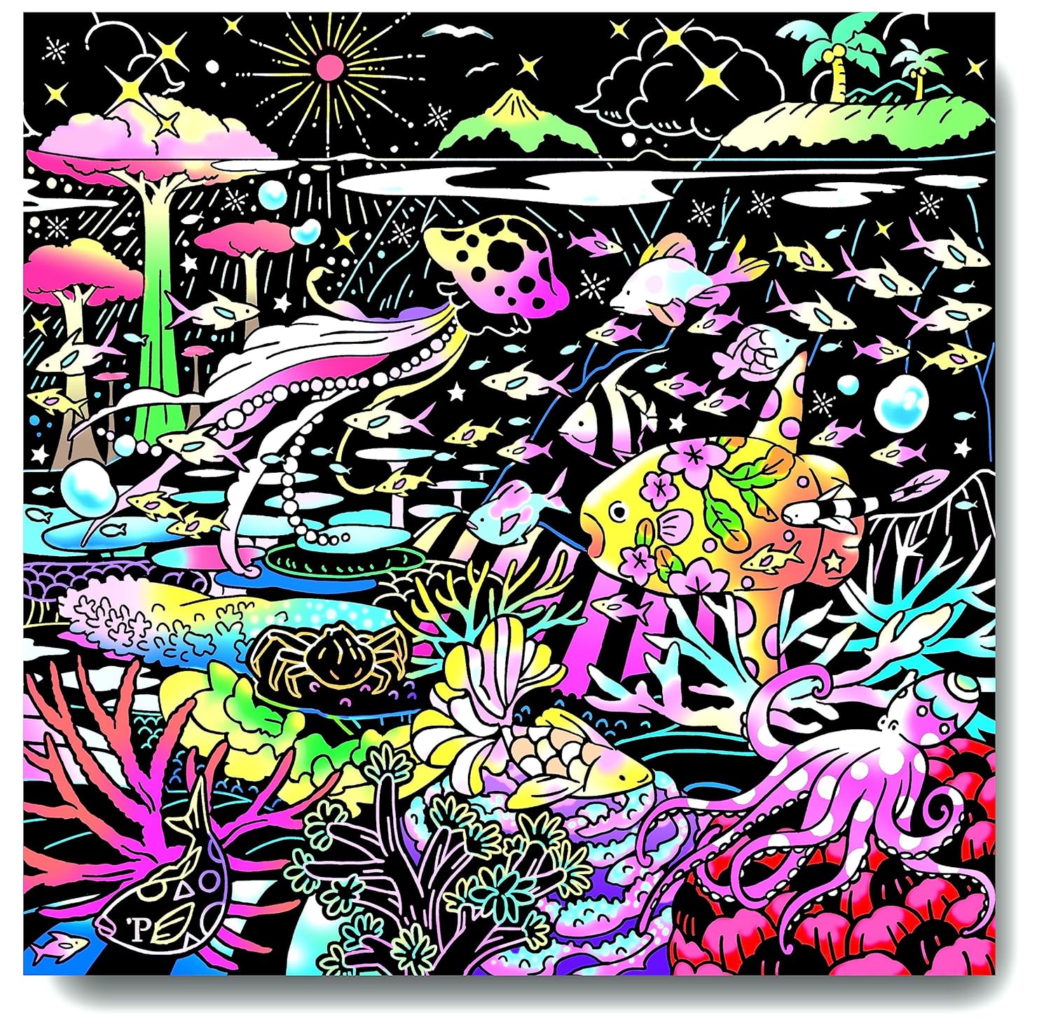 A soothing scratch art world of sparkling coral reefs - Japanese