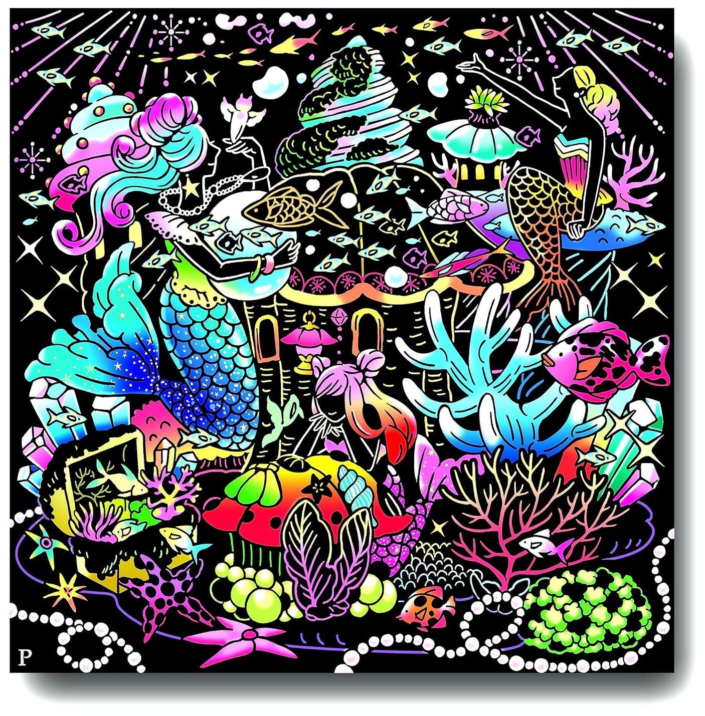 A soothing scratch art world of sparkling coral reefs - Japanese Scratch Coloring Book