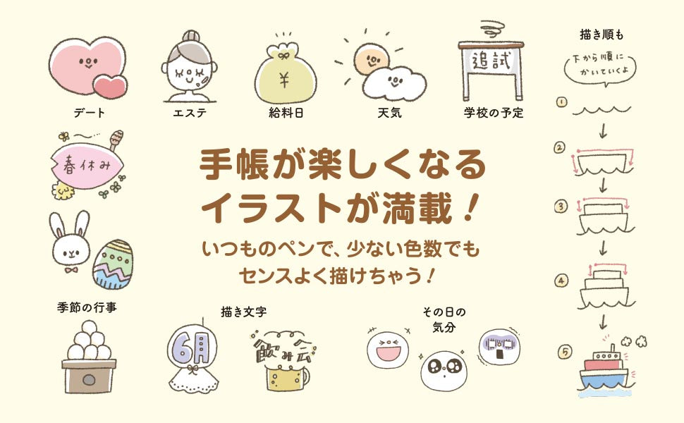 How to draw mini illustrations for notebooks and notebooks - Easy and cute with your regular pen! - Japanese Craft Book
