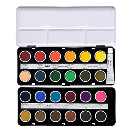 Holbein Solid Artists Watercolor Paint Cake Color C012 Transparent 24 Color Set - Japan