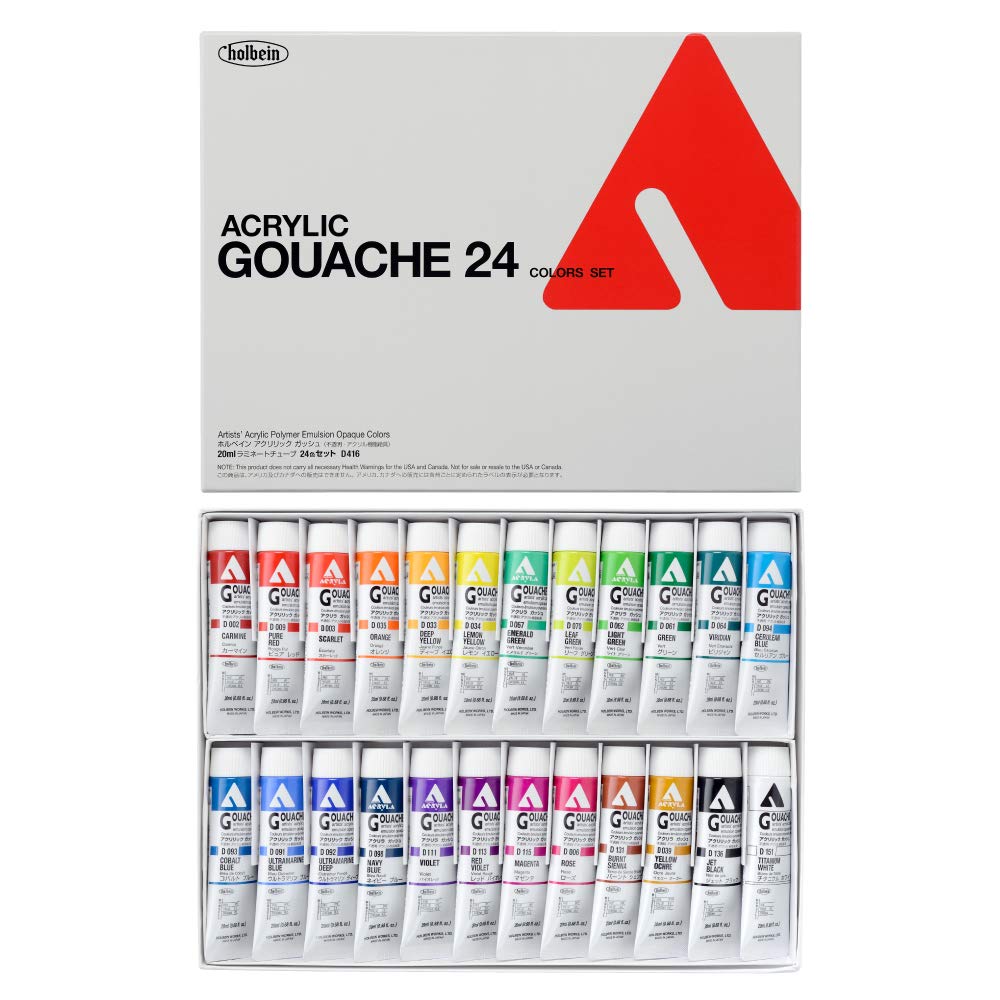 Holbein Acrylic Gouache Watercolors Paints 24 colors set 20ml - Japan