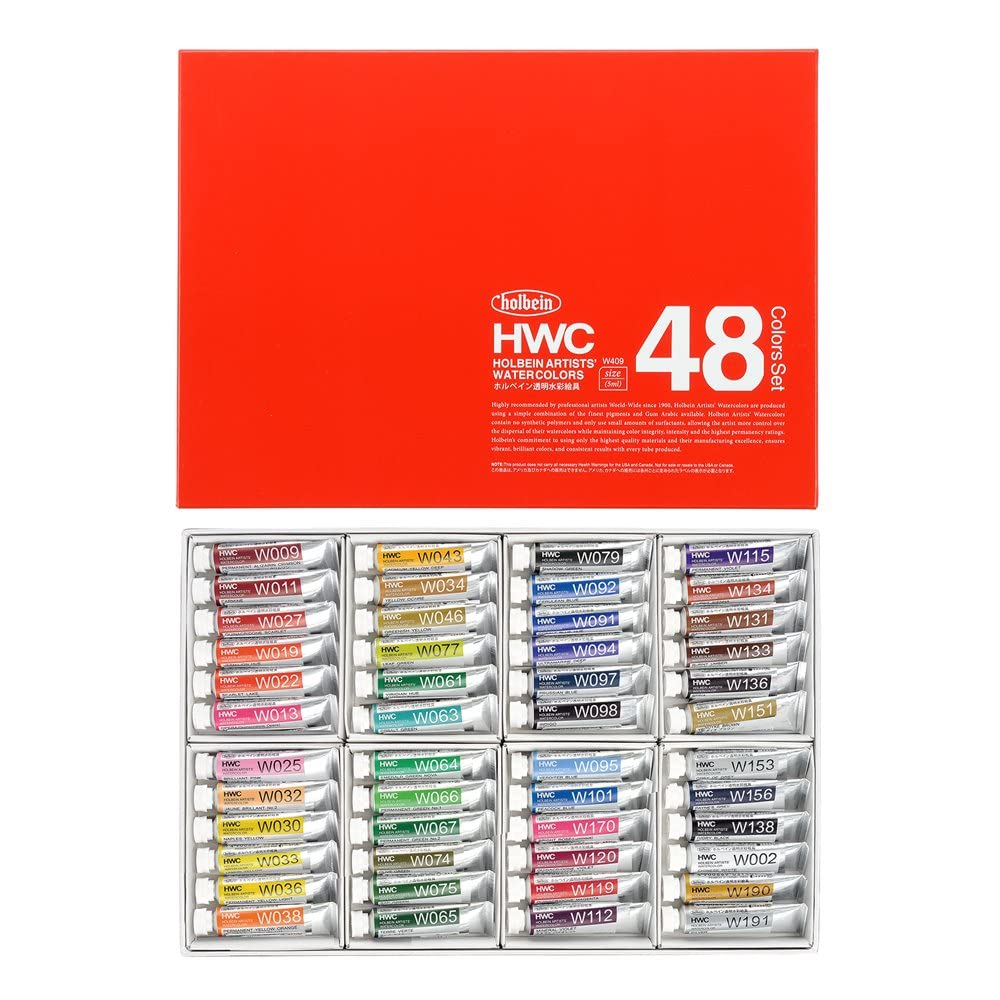 Holbein Transparent Artists Watercolor Paint 48 Color Set 5ml W409 - Japan coloring