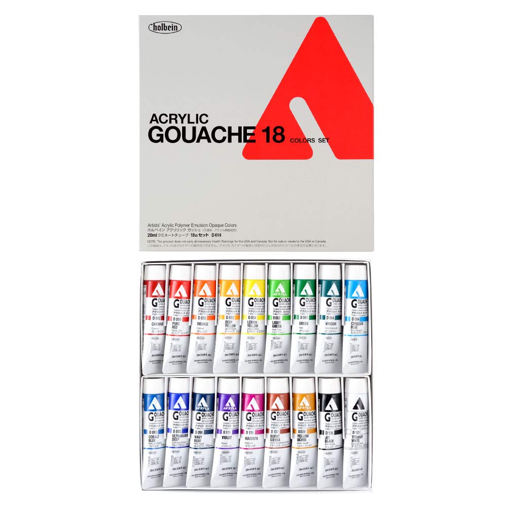 Holbein Artists Watercolors Acrylic Gouache D414 20ml 18 color set 07414